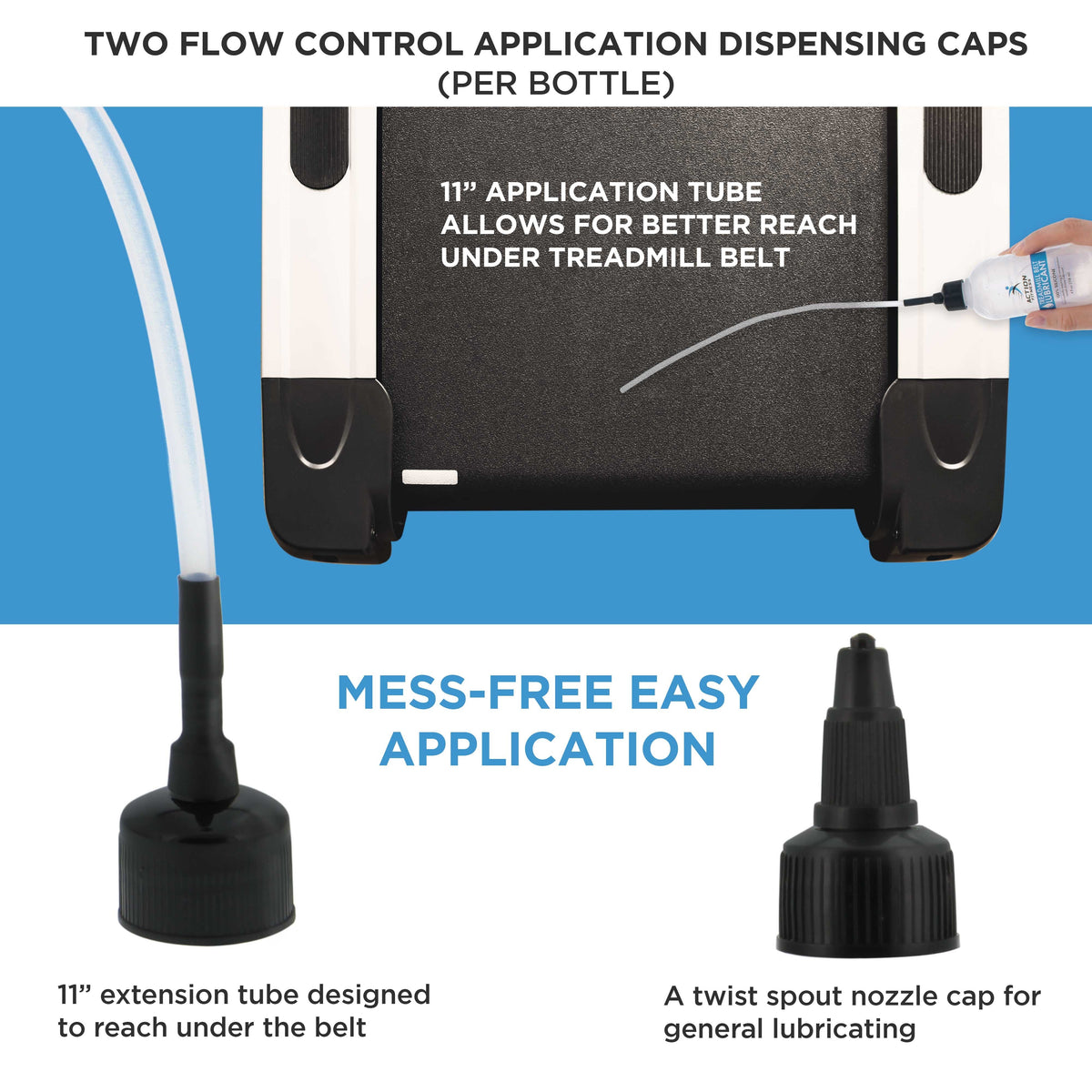 100% Silicone Treadmill Lubricant for Belt Maintenance (2 Pack) - 4oz Bottles, Dual Applicators for Easy Lube Application - Extends Life, Smooths Operation