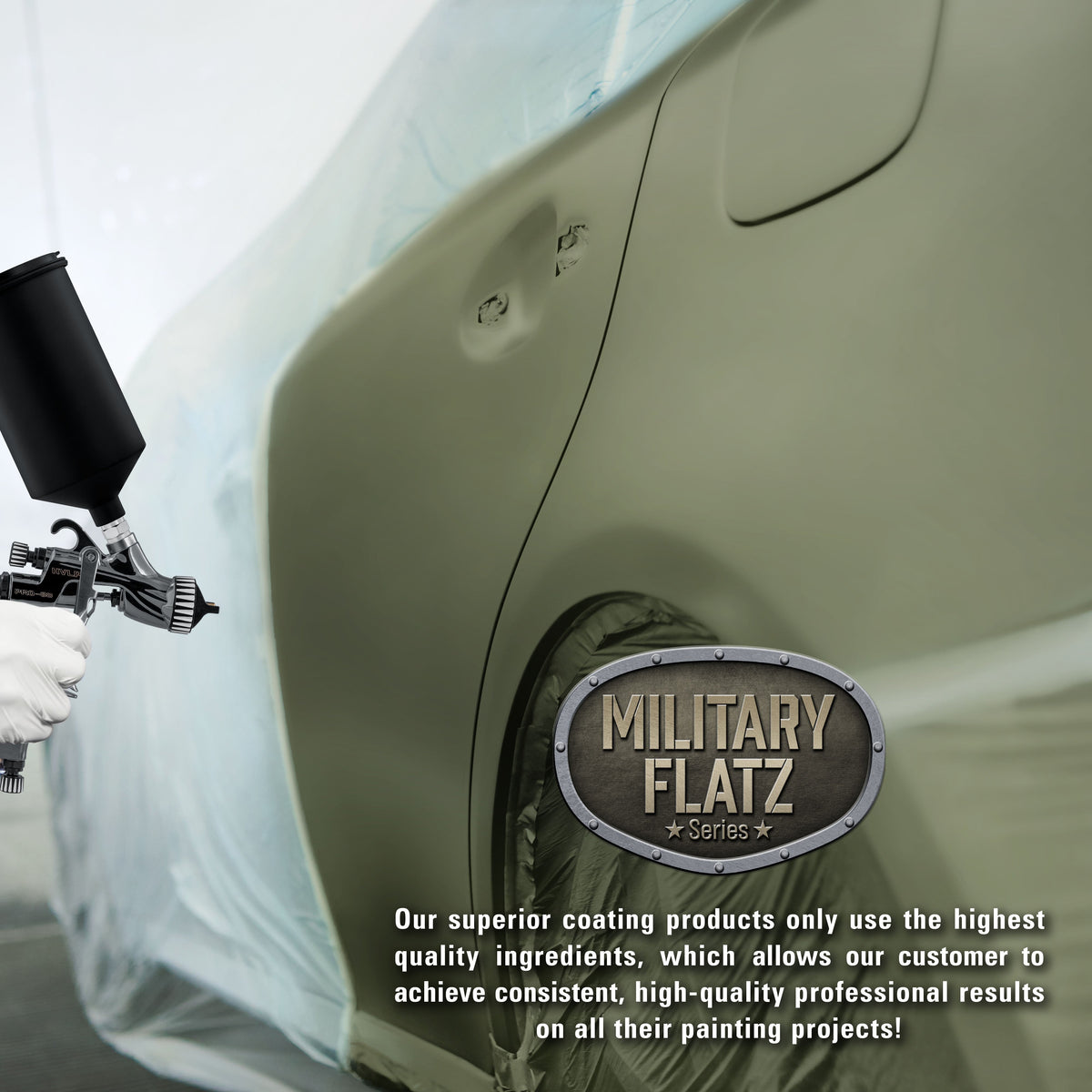Military Flatz 595-34094 Olive Drab - 2K Urethane Flat Automotive Paint - 2K Aerosol