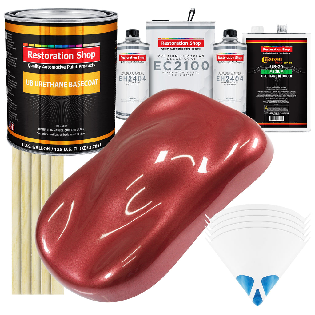 Candy Apple Red Metallic Urethane Basecoat with European Clearcoat Auto Paint - Complete Gallon Paint Color Kit - Automotive Refinish Coating