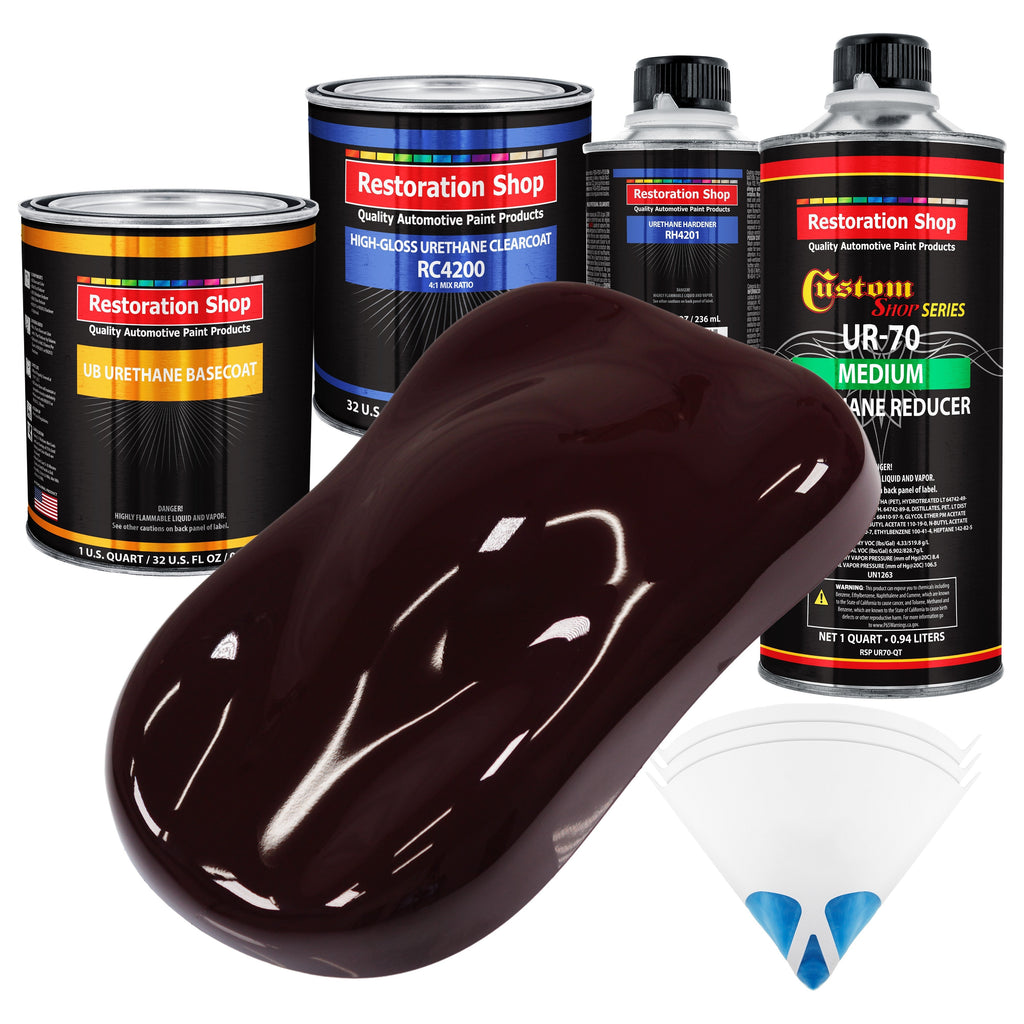 Royal Maroon - Urethane Basecoat with Clearcoat Auto Paint - Complete Medium Quart Paint Kit - Professional High Gloss Automotive, Car, Truck Coating