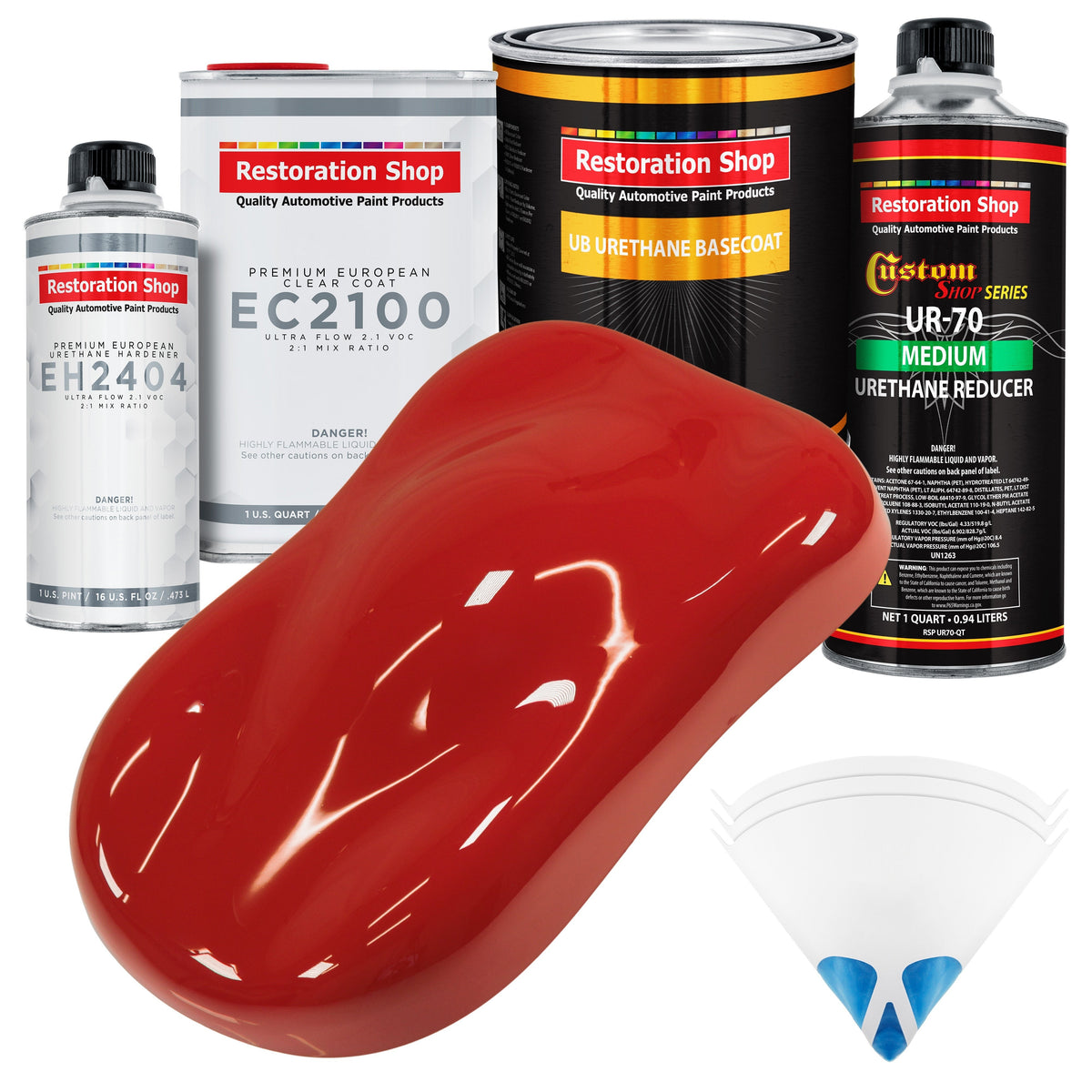 Jalapeno Bright Red Urethane Basecoat with European Clearcoat Auto Paint - Complete Quart Paint Color Kit - Automotive Refinish Coating
