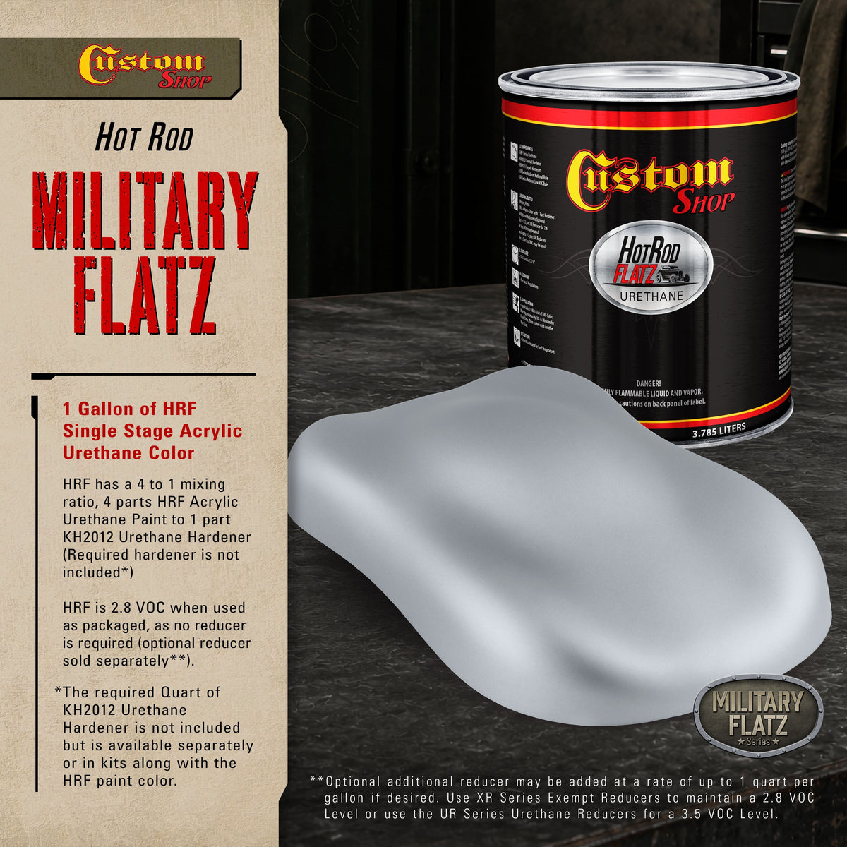 Military Flatz 595-36300 Aircraft Gray - 2K Urethane Flat Automotive Paint - Gallon