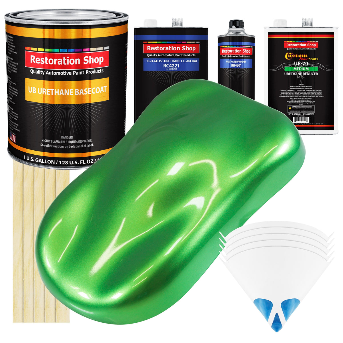 Firemist Lime - Urethane Basecoat with Clearcoat Auto Paint (Complete Medium Gallon Paint Kit) Professional High Gloss Automotive Car Truck Coating