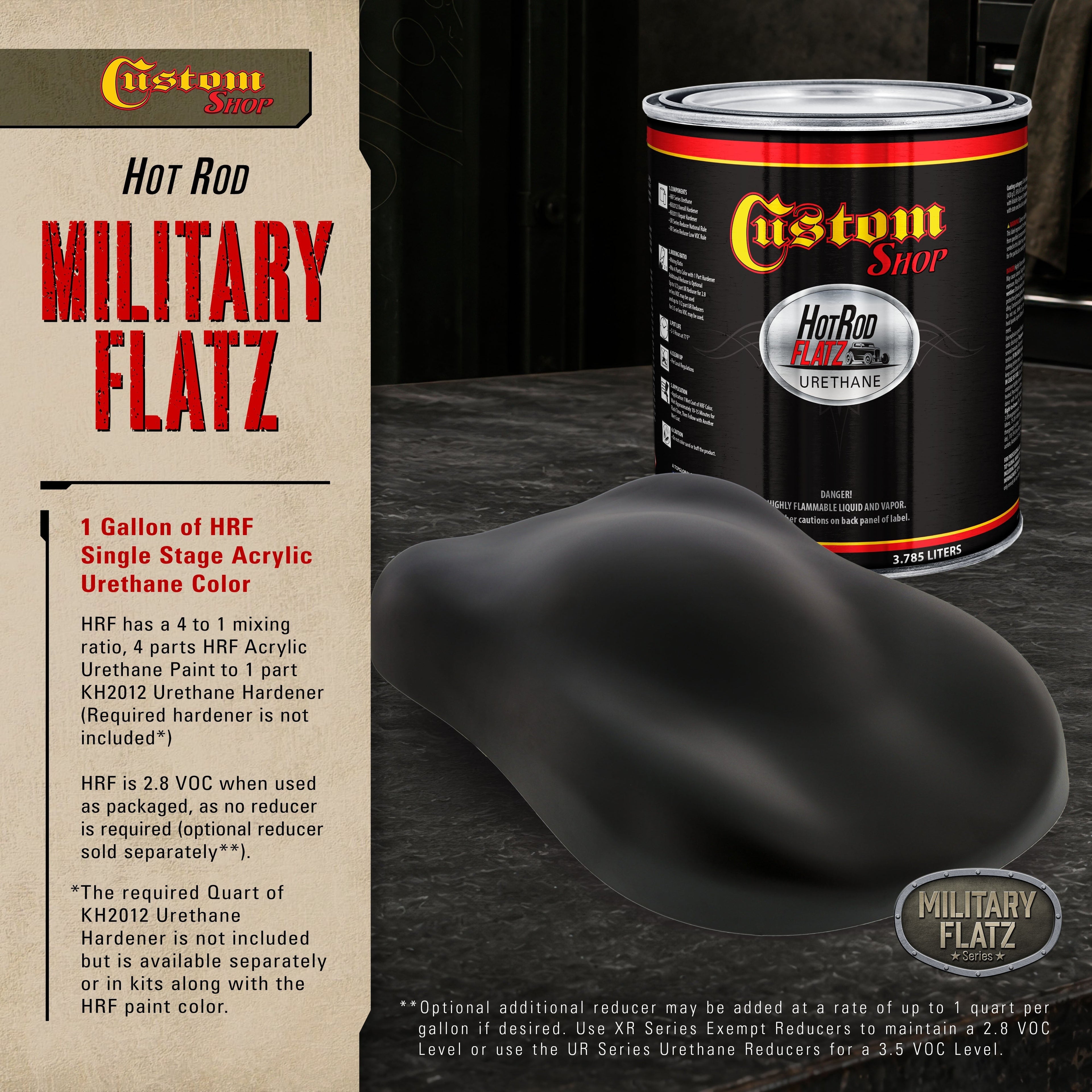 Military Flatz 595-37030 Black - 2K Urethane Flat Automotive Paint - Gallon