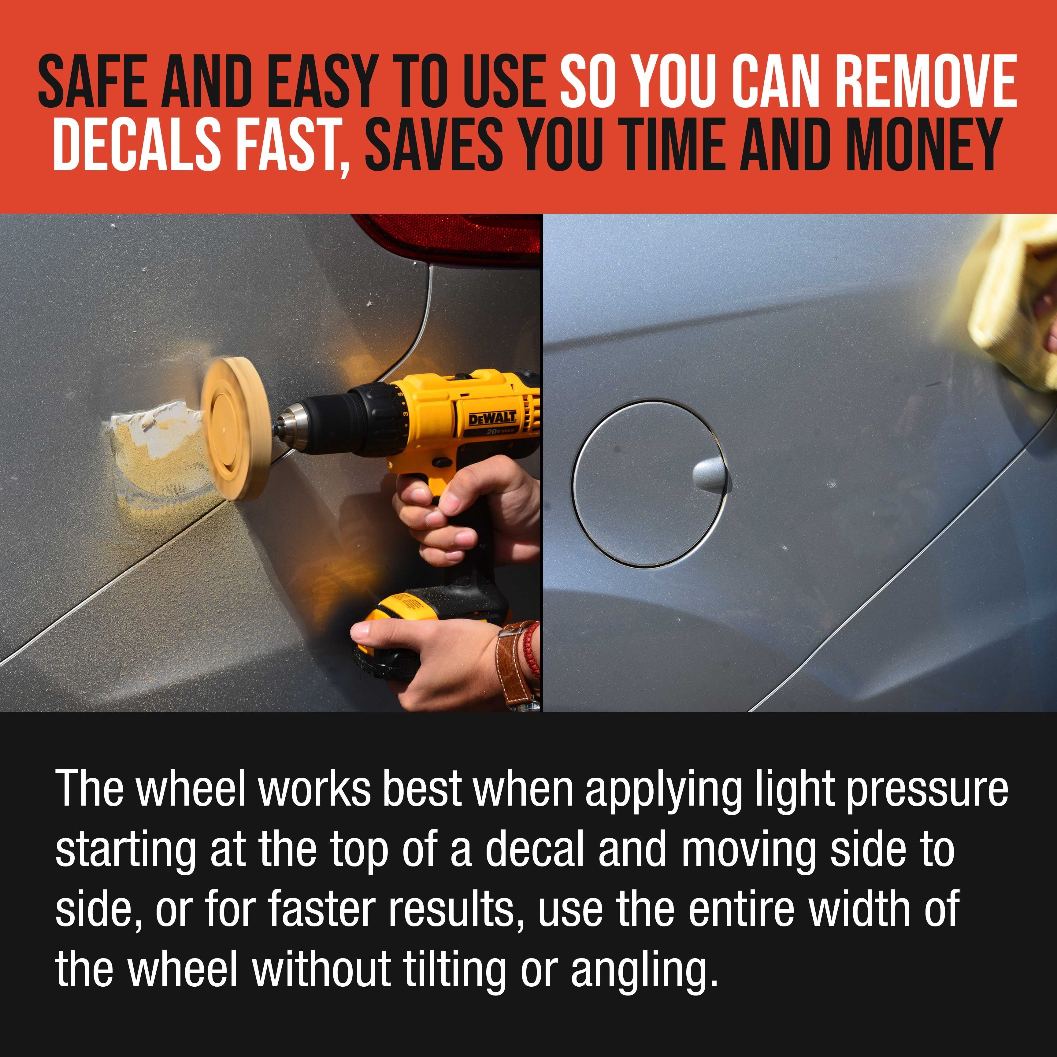 Rubber Eraser Wheel with Drill Adapter - Decal Remover Wheel - Sticker Remover Tool - Pinstripe Removal - Emblem Removal Tool - Removes Adhesives on