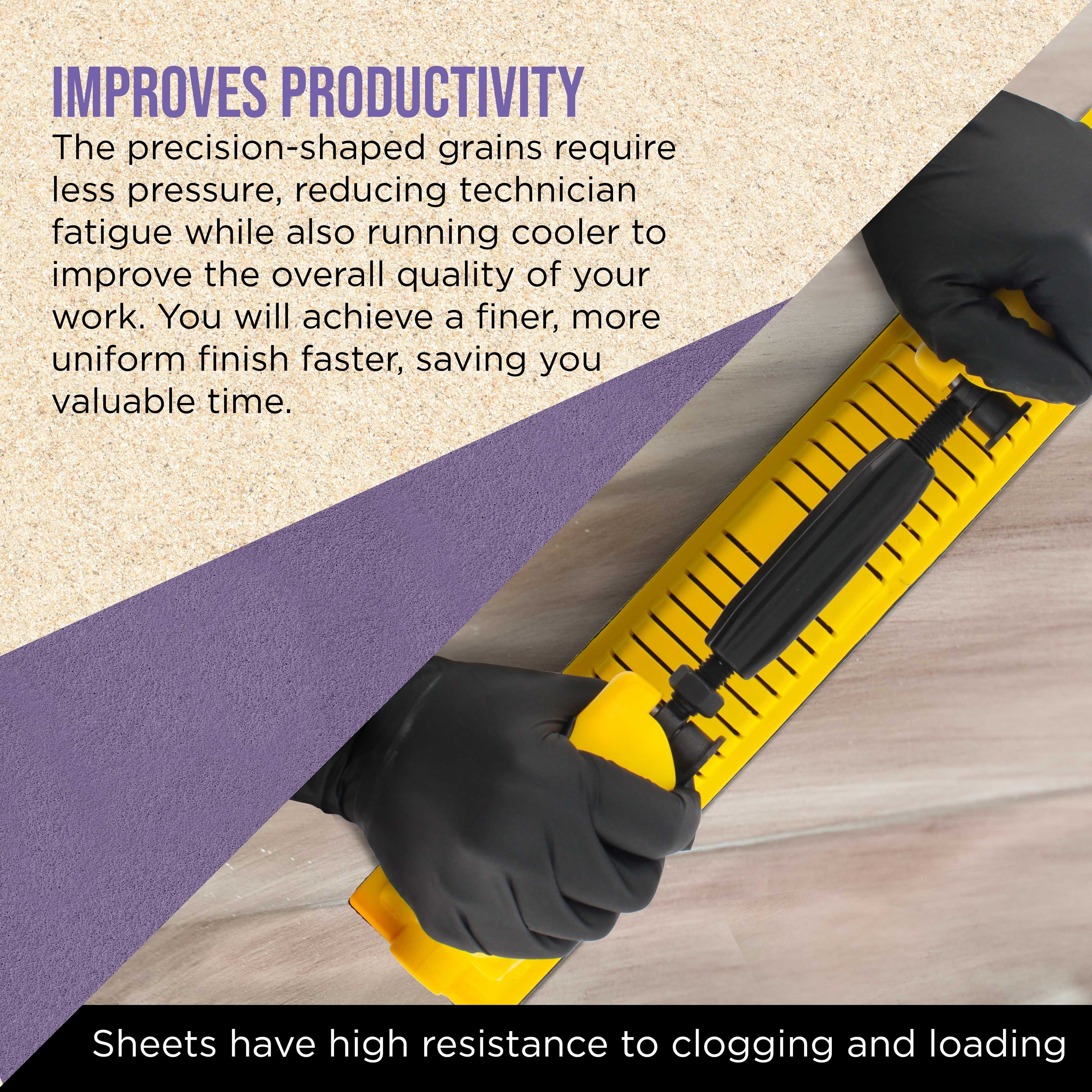 Premium 80 Grit PSA Purple Film Ceramic Longboard Sandpaper, 2-3/4" Wide Continuous 20 Yard Roll - Self Adhesive Stickyback for Auto & Wood Air File Long Board Sanders, Hand Sanding Blocks