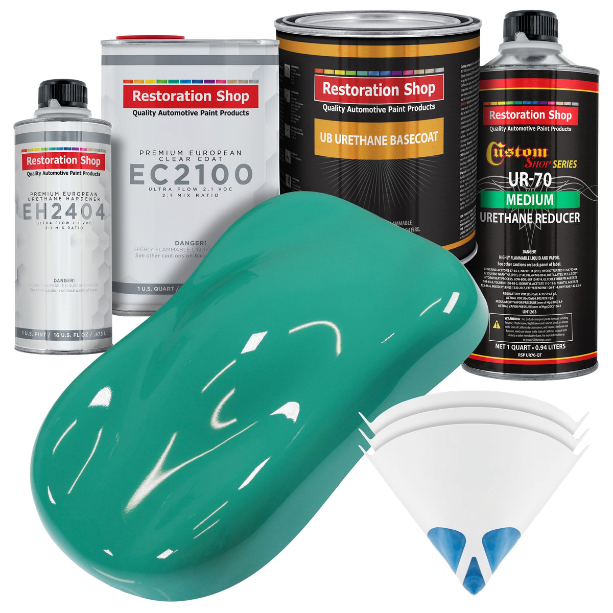 Tropical Turquoise Urethane Basecoat with European Clearcoat Auto Paint - Complete Quart Paint Color Kit - Automotive Refinish Coating