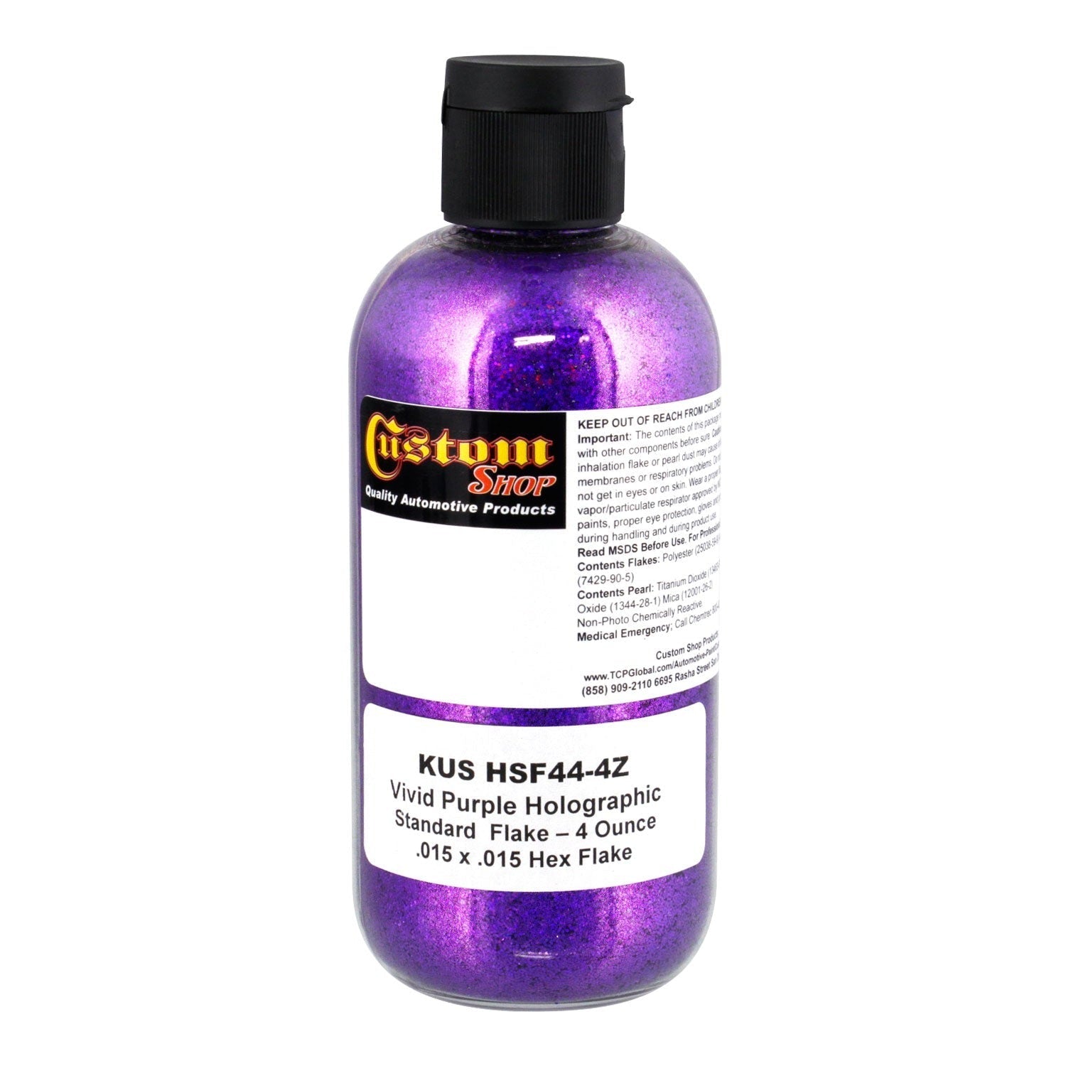 Vivid Purple - Holographic Standard Flake (HMSF) .015 x .015 Hex, 4 oz. Bottle