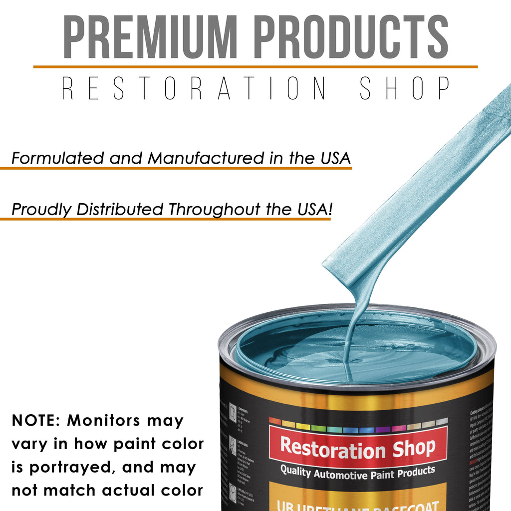 Azure Blue Metallic - Urethane Basecoat with Clearcoat Auto Paint - Complete Medium Gallon Paint Kit - Professional Gloss Automotive Car Truck Coating