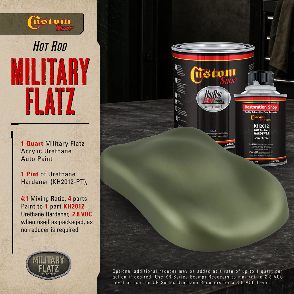 Military Flatz 595-34094 Olive Drab - 2K Urethane Flat Automotive Paint - Quart Kit