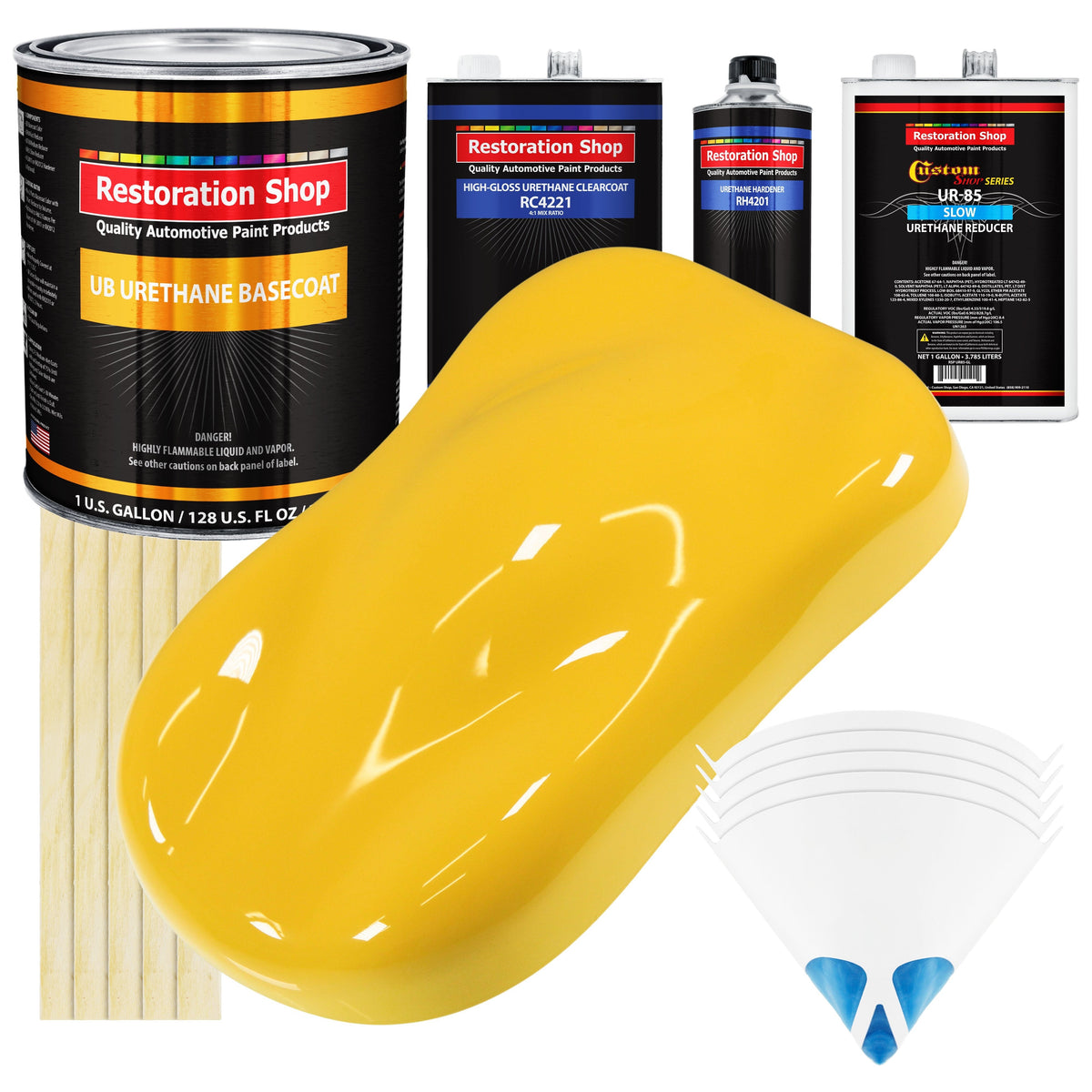 Sunshine Yellow - Urethane Basecoat with Clearcoat Auto Paint (Complete Slow Gallon Paint Kit) Professional High Gloss Automotive Car Truck Coating