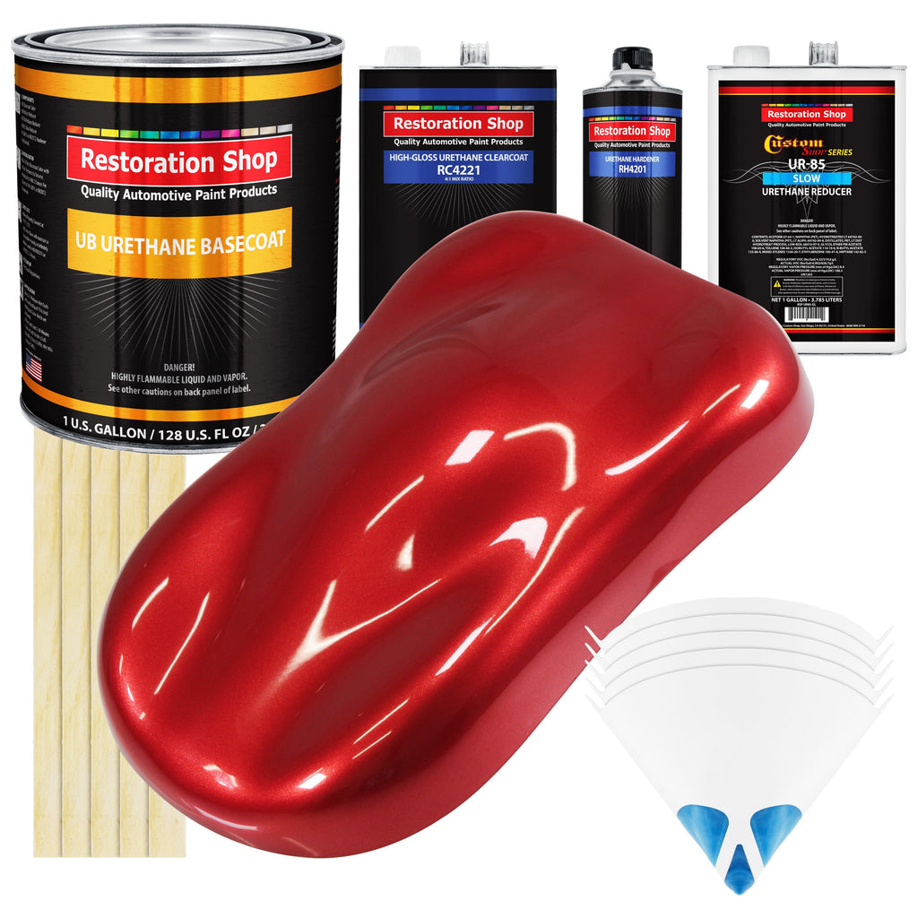 Firethorn Red Pearl - Urethane Basecoat with Clearcoat Auto Paint - Complete Slow Gallon Paint Kit - Professional Gloss Automotive Car Truck Coating