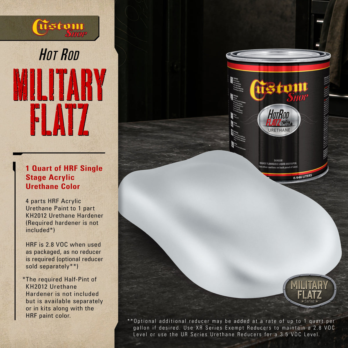 Military Flatz 595-36473 Air Force Gray - 2K Urethane Flat Automotive Paint - Quart
