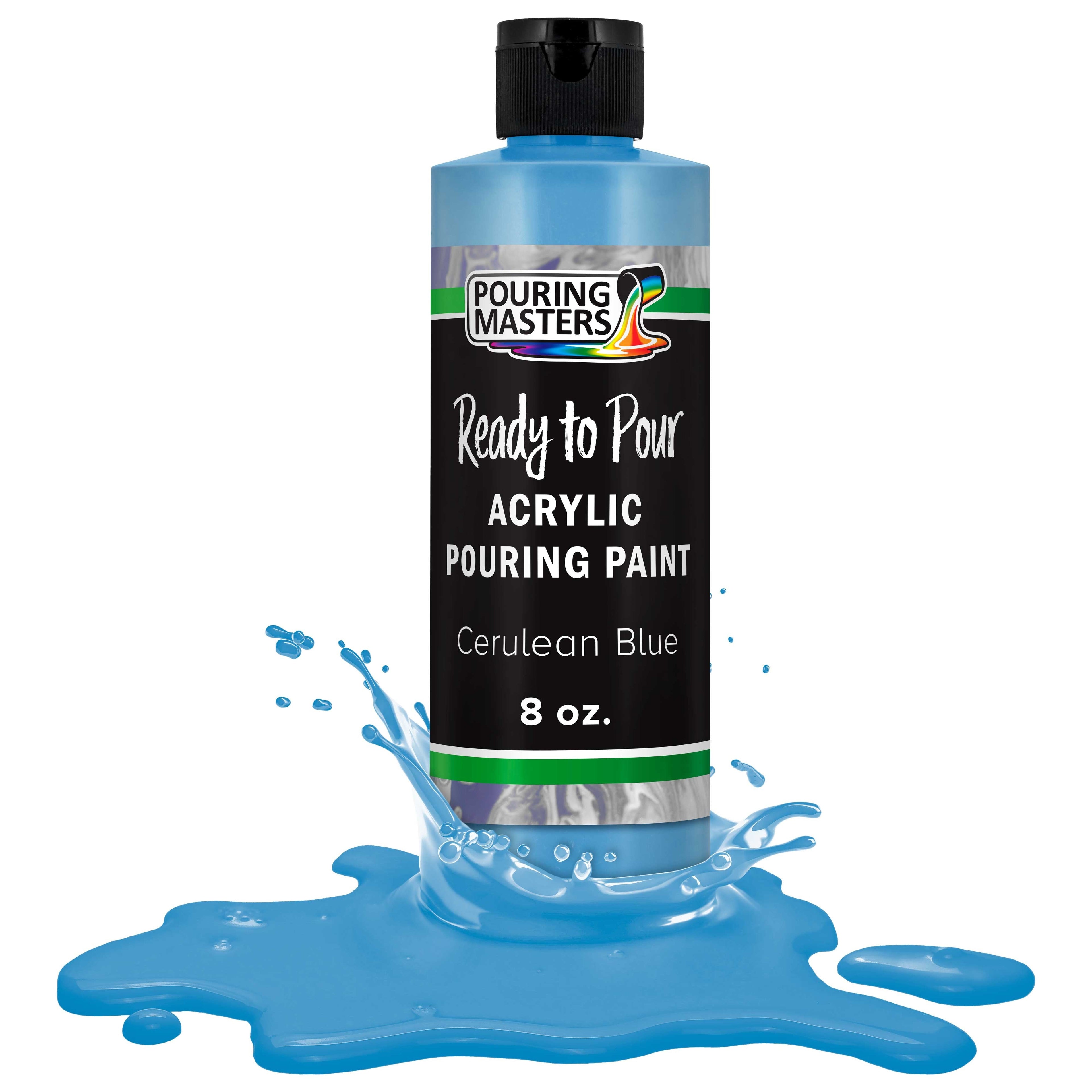 Pouring Masters Cerulean Blue Ready to Pour Acrylic Pouring Paint - Premium 8-Ounce Pre-Mixed Fluid Acrylic Paint - Fluid Art Supplies for Canvas, Wood, Paper, Tile & Rocks