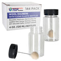 144-Pack Wool Daubers with Clear Plastic Bottles, 4 oz. (120 ml) - Safety Lids, Applicator Ball Brushes for Leather Dye, Dyeing, Painting, Gluing