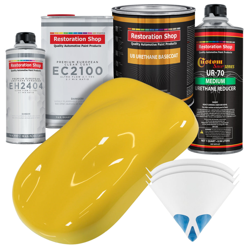 Daytona Yellow Urethane Basecoat with European Clearcoat Auto Paint - Complete Quart Paint Color Kit - Automotive Refinish Coating