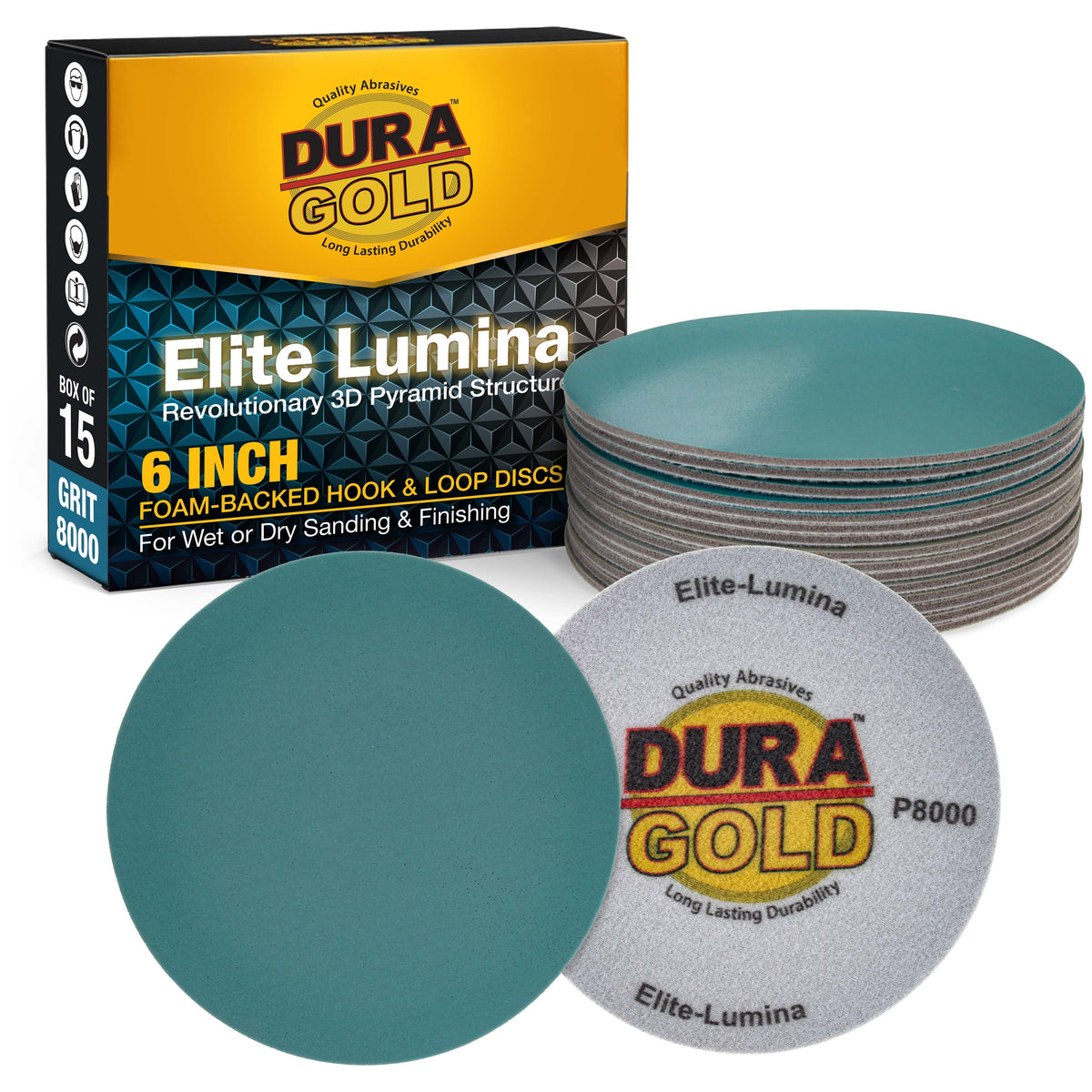 Elite Lumina 66” 8000 Grit Foam Finishing Sanding Discs, Box of 15