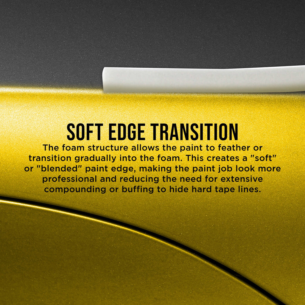 Soft Edge Foam Masking Tape, 1/2" x 55 Yards (13mm x 50m), White, Automotive Aperture Sealing Tape