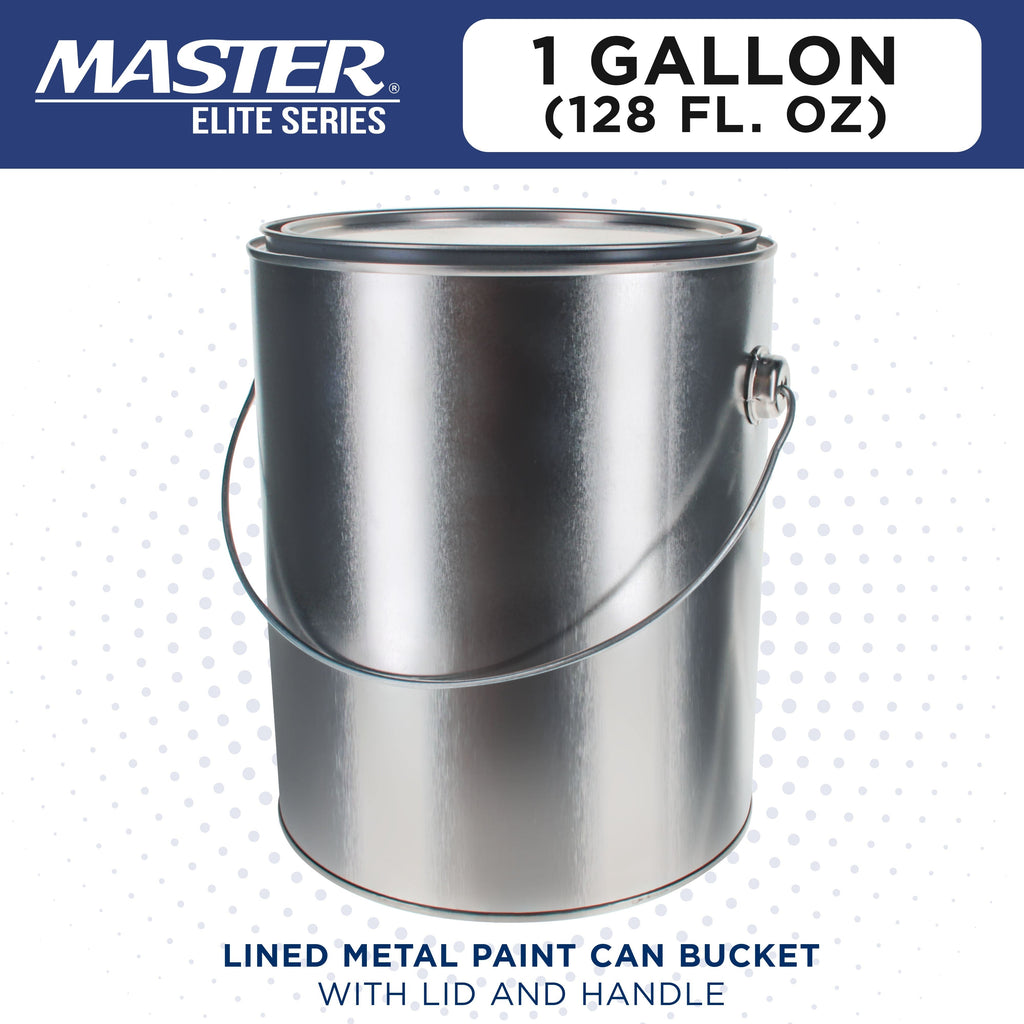 1 Gallon Lined Empty Metal Paint Can Bucket with Lid, Bail Handle - Triple Tight Seal, 128 fl. oz. Steel Coating Storage Container Tin