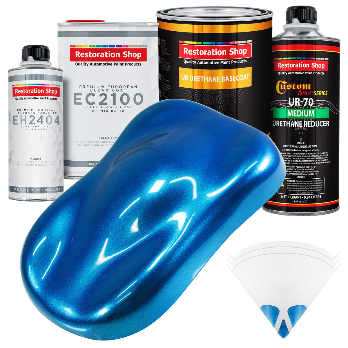 True Blue Firemist Urethane Basecoat with European Clearcoat Auto Paint - Complete Quart Paint Color Kit - Automotive Refinish Coating