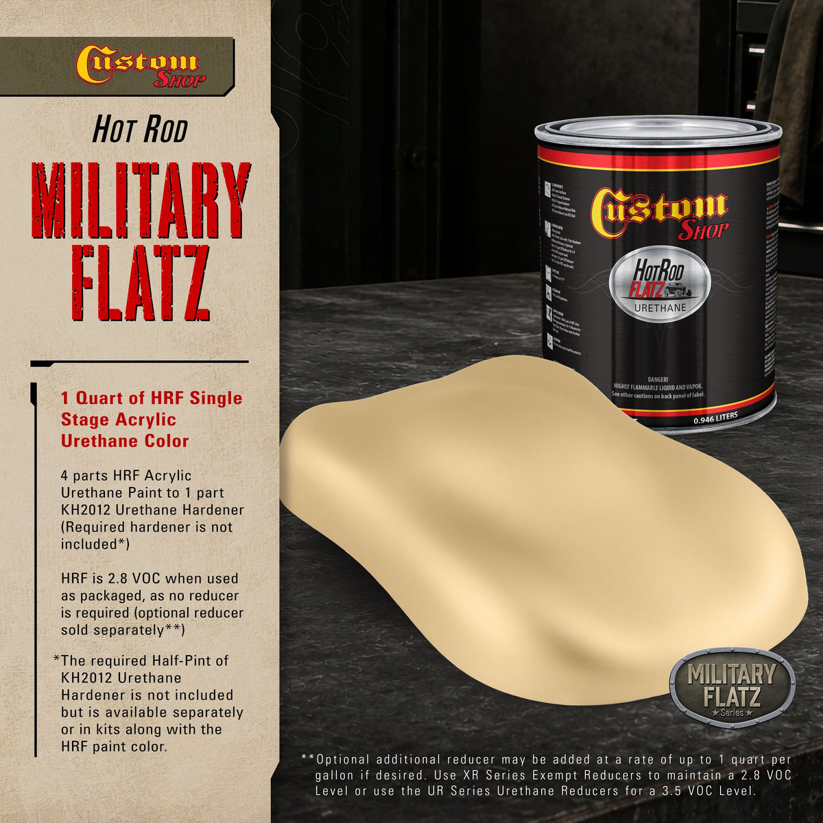 Military Flatz 595-33446 Desert Tan - 2K Urethane Flat Automotive Paint - Quart