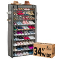 10 Tier Shoe Organizer, Sturdy Tall Shoe Rack for Closet, Entrance, Garage, Non Woven Fabric Shelf, Grey, Holds Up to 50 Pairs