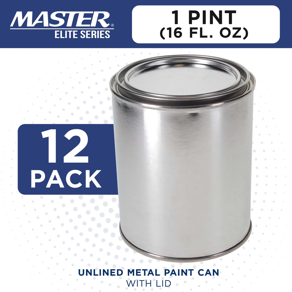 1 Pint Unlined Empty Metal Paint Can Bucket with Lids, Pack of 12 - Triple Tight Lid Seal, 16 fl. oz. Steel Coating Storage Container Tin