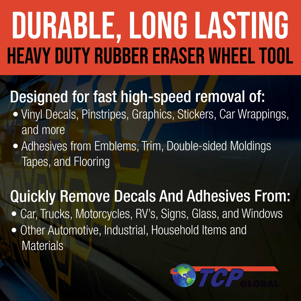 Rubber Eraser Wheel with Drill Adapter (4 Pack) - 4" Knobby Slotted Edge Pad - Decal Remover Wheel - Sticker Remover Tool - Removes Adhesives on Car