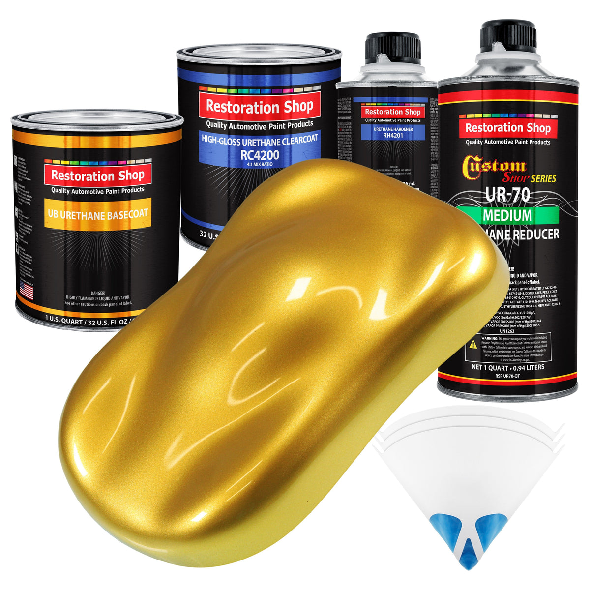 Saturn Gold Firemist - Urethane Basecoat with Clearcoat Auto Paint - Complete Medium Quart Paint Kit - Professional Gloss Automotive Car Truck Coating