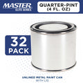 1/4 Pint Unlined Empty Metal Paint Can Bucket with Lids, Pack of 32 - Triple Tight Lid Seal, 4 fl. oz. Steel Coating Storage Container Tin