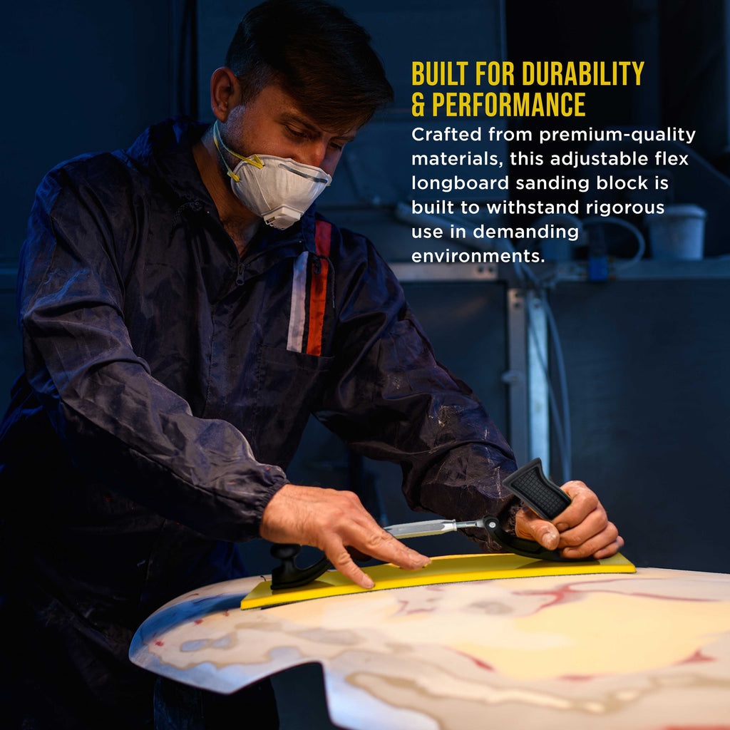 Pro Series 16.5" Adjustable Radius Flex Longboard Hand Sanding Block - Hook & Loop Backing Sandpaper, Concave or Convex Shape Contour Sander