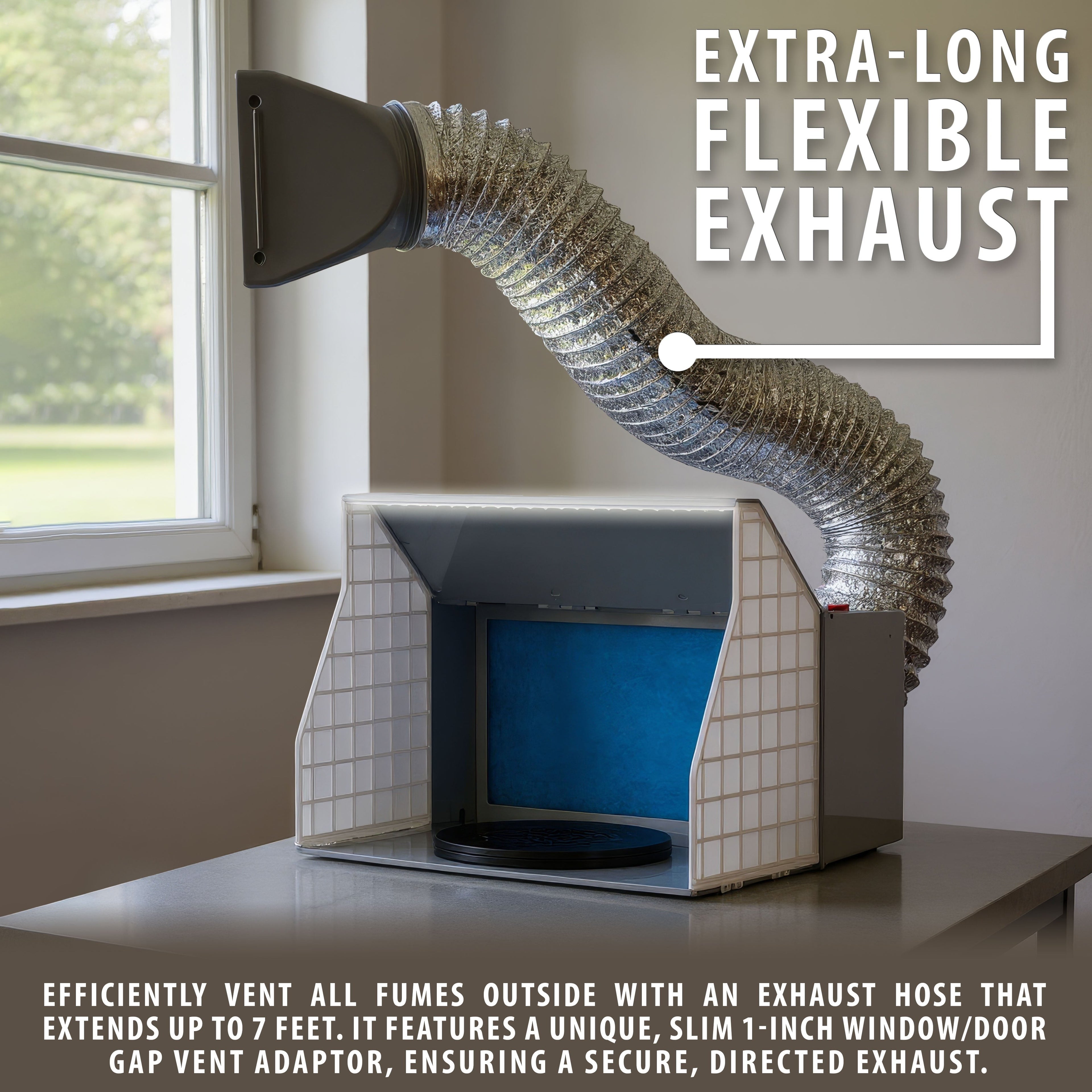 Portable Airbrush Spray Booth Kit with Exhaust Fan, LED Light, Turntable & Extension Hose