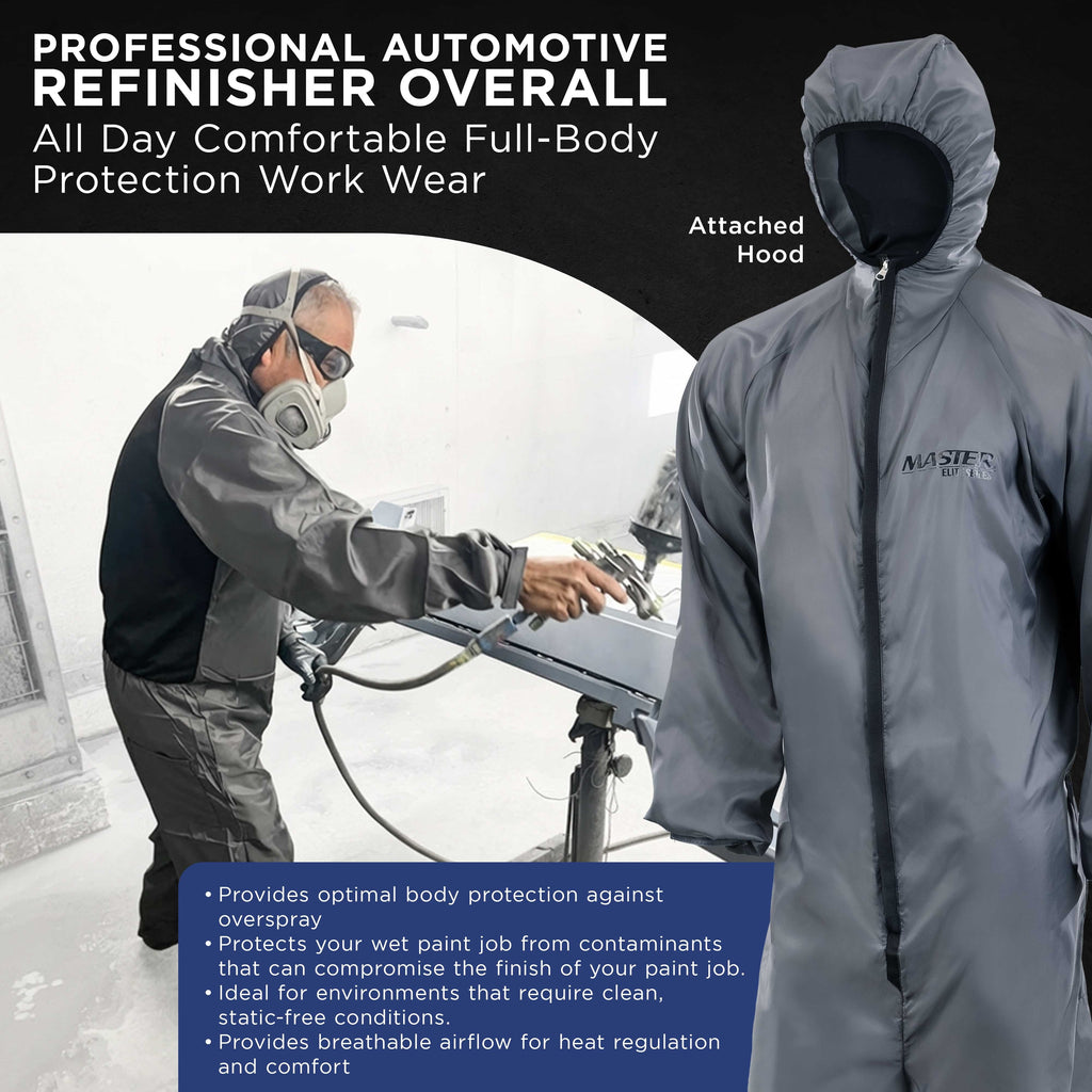 Reusable Anti-Static Automotive Paint Suit (XL) - Breathable Protective Auto Spray Paint Coveralls with Hood & Mesh Back - Polyester