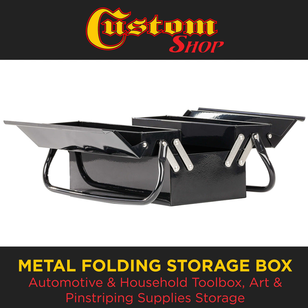Metal Folding Storage Box - Toolbox, Storing Auto & Household Tools, Auto Body Tools, Pinstriping Supplies, Tackle, Organizer Compartments