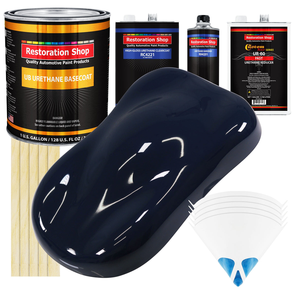 Midnight Blue - Urethane Basecoat with Clearcoat Auto Paint - Complete Fast Gallon Paint Kit - Professional High Gloss Automotive, Car, Truck Coating