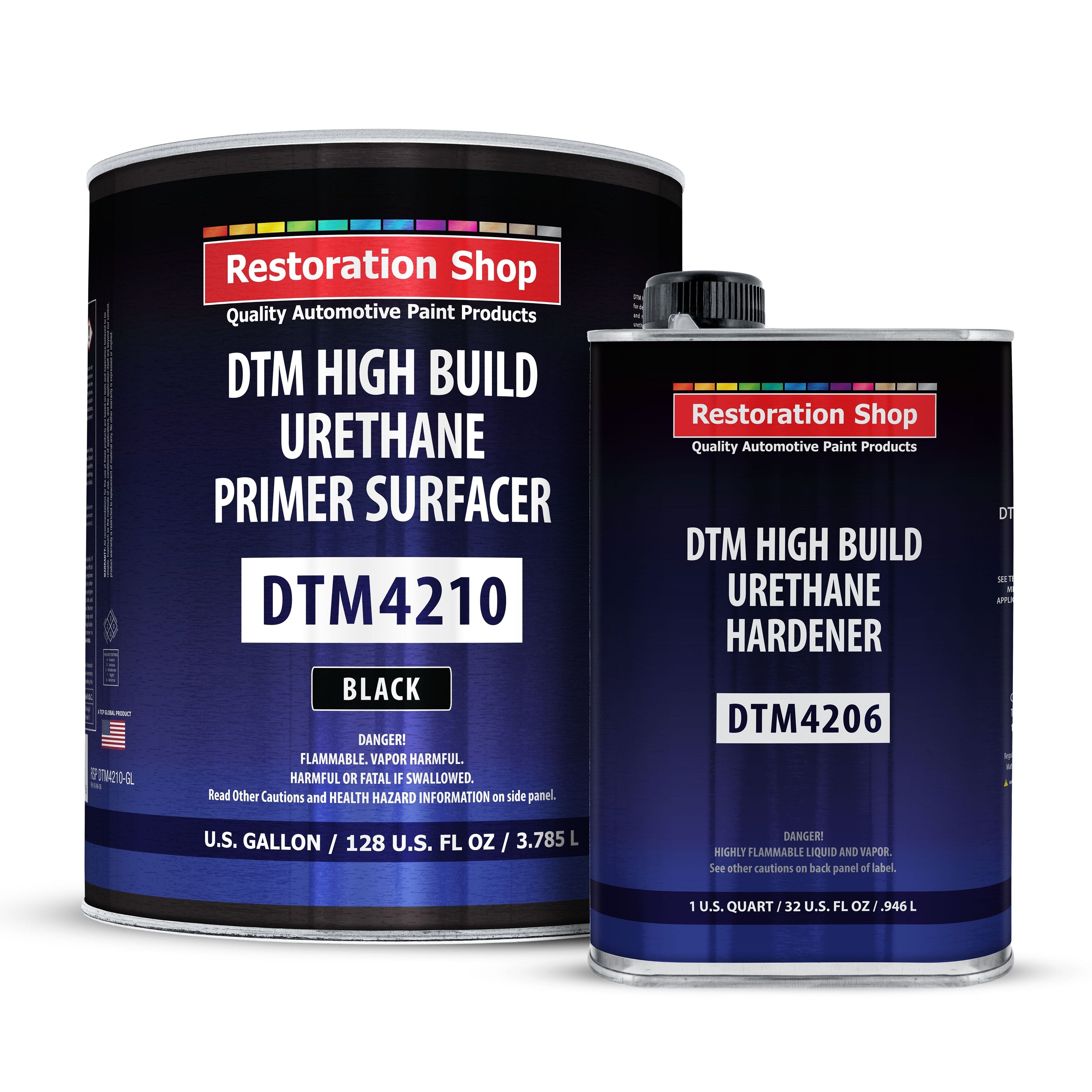 1.25 Gallon 2K High Build Primer Automotive Paint Kit - 1 Gal. Black Urethane Primer Surfacer, 1 Qt Hardener, 4:1 Mix Ratio