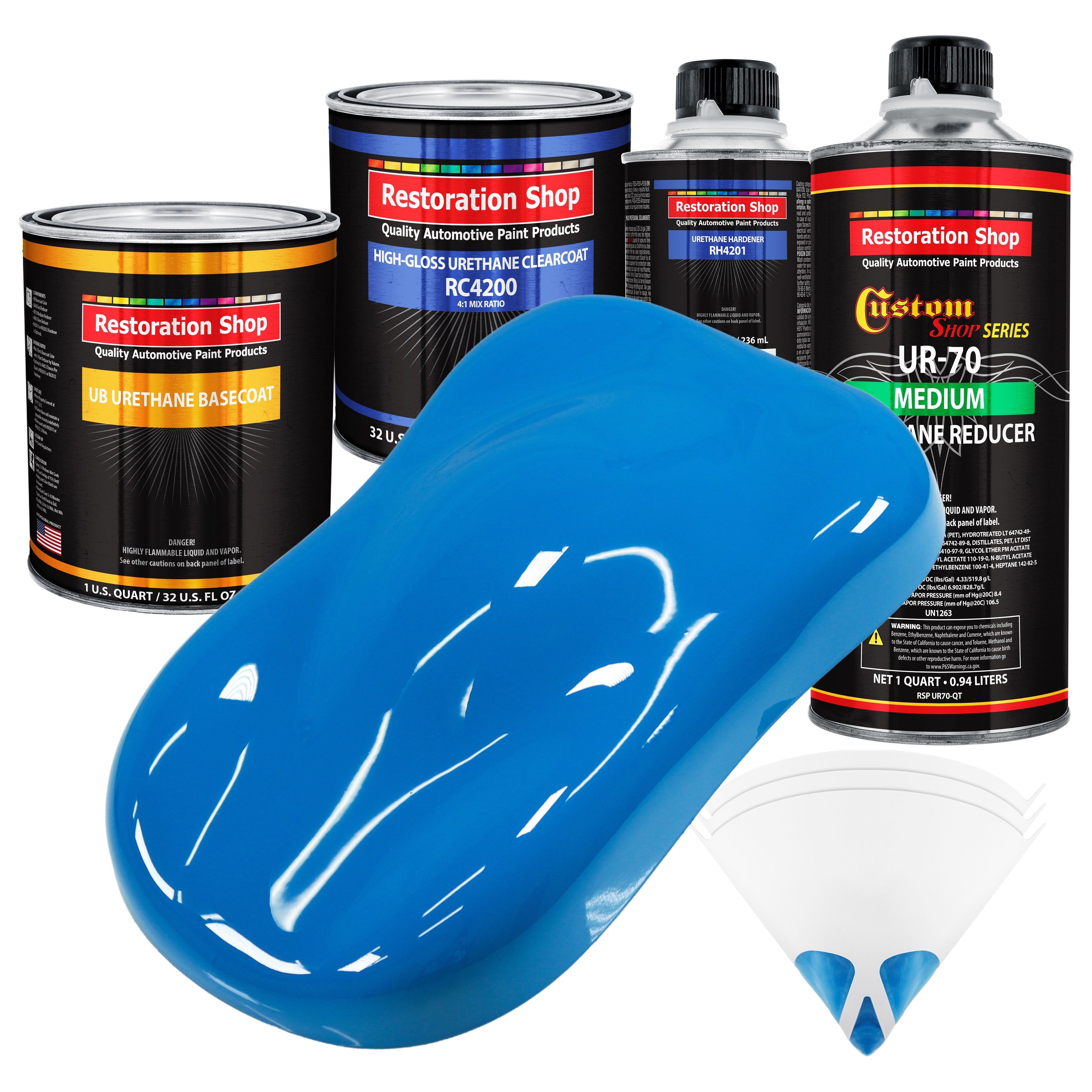 Coastal Highway Blue - Urethane Basecoat with Clearcoat Auto Paint - Complete Medium Quart Paint Kit - Professional Gloss Automotive Car Truck Coating
