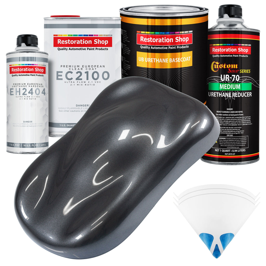 Gunmetal Grey Metallic Urethane Basecoat with European Clearcoat Auto Paint - Complete Quart Paint Color Kit - Automotive Refinish Coating
