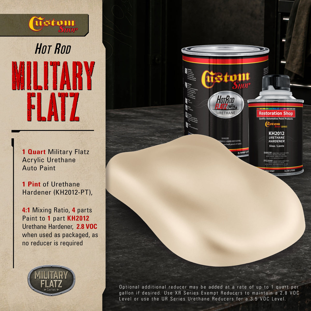 Military Flatz 595-33510 Sandstone - 2K Urethane Flat Automotive Paint - Quart Kit