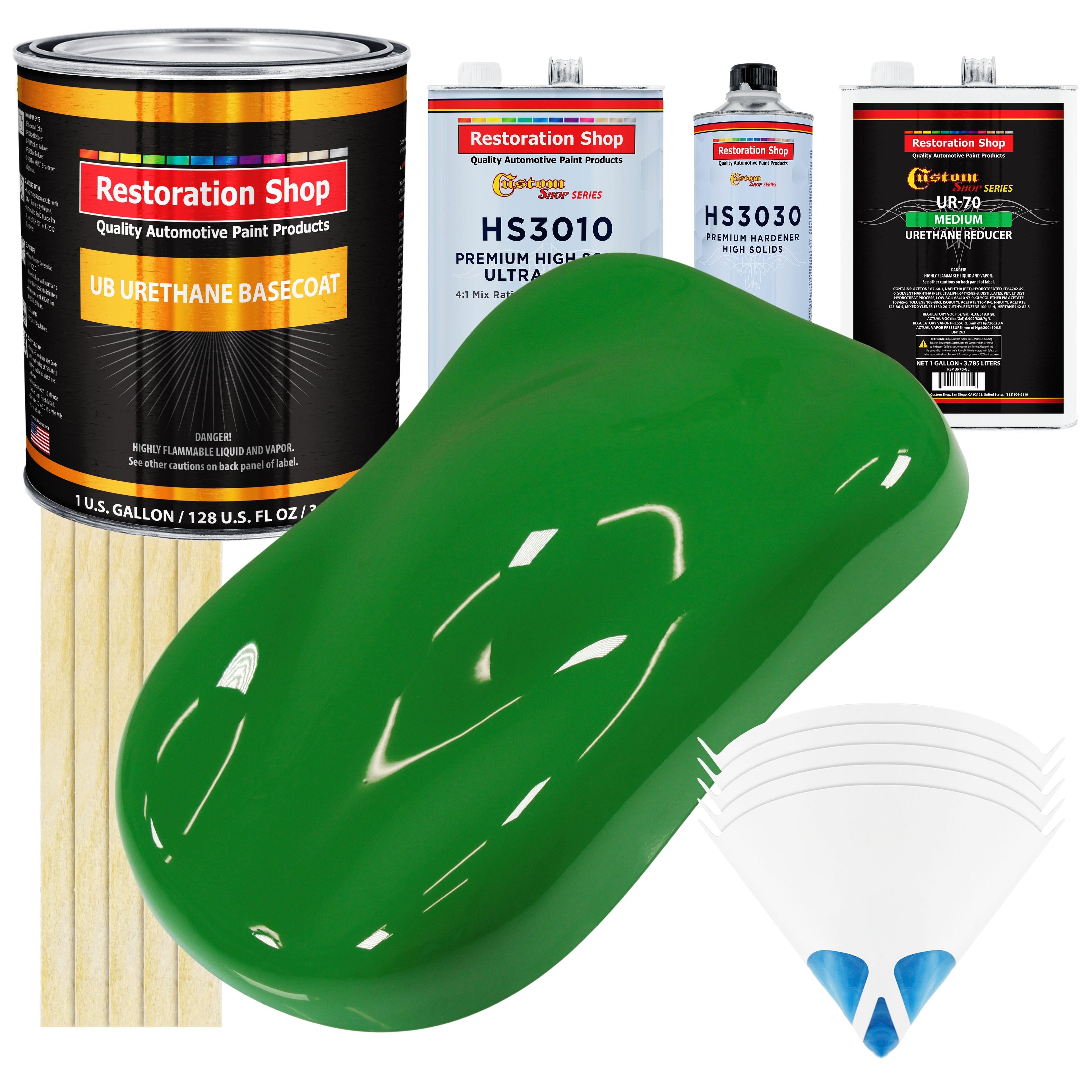 Vibrant Lime Green - Urethane Basecoat with Premium Clearcoat Auto Paint (Complete Medium Gallon Paint Kit) Professional High Gloss Automotive Coating