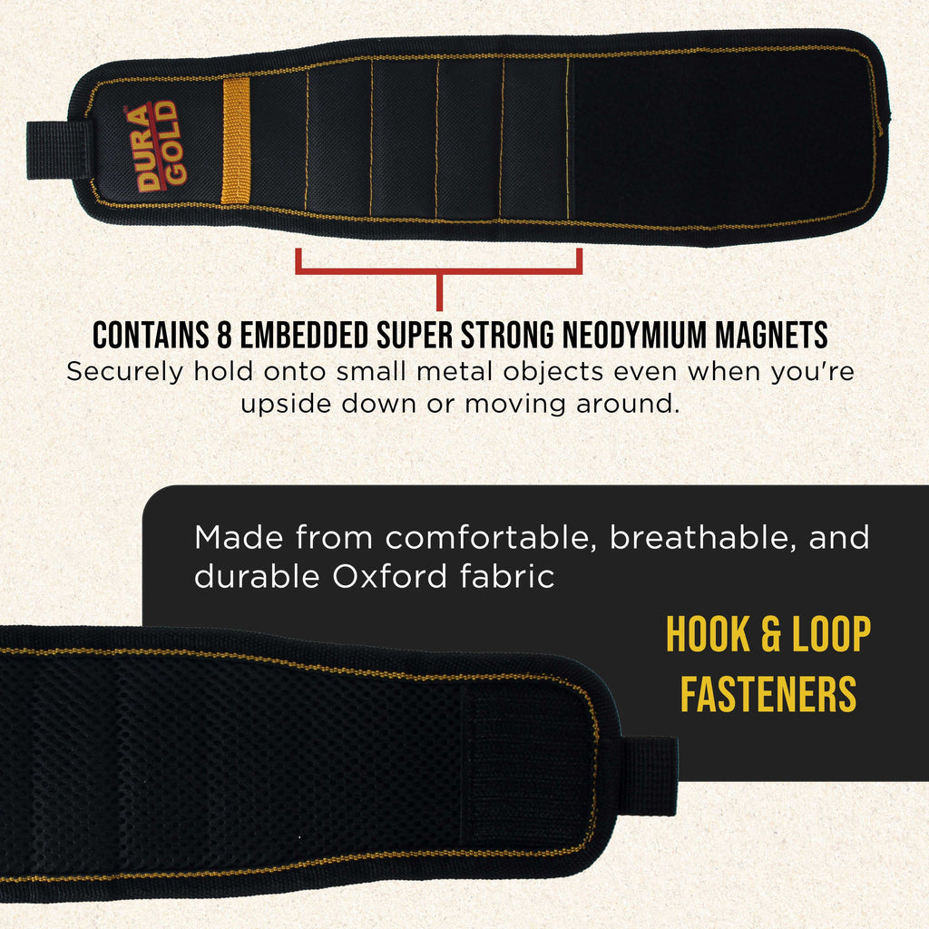 Magnetic Wristband Tool Belt - Nylon Wrist Strap, Powerful Magnets for Holding Fasteners, Screws, Nails, Nuts, Bolts, Drill Bits, DIY Gadget