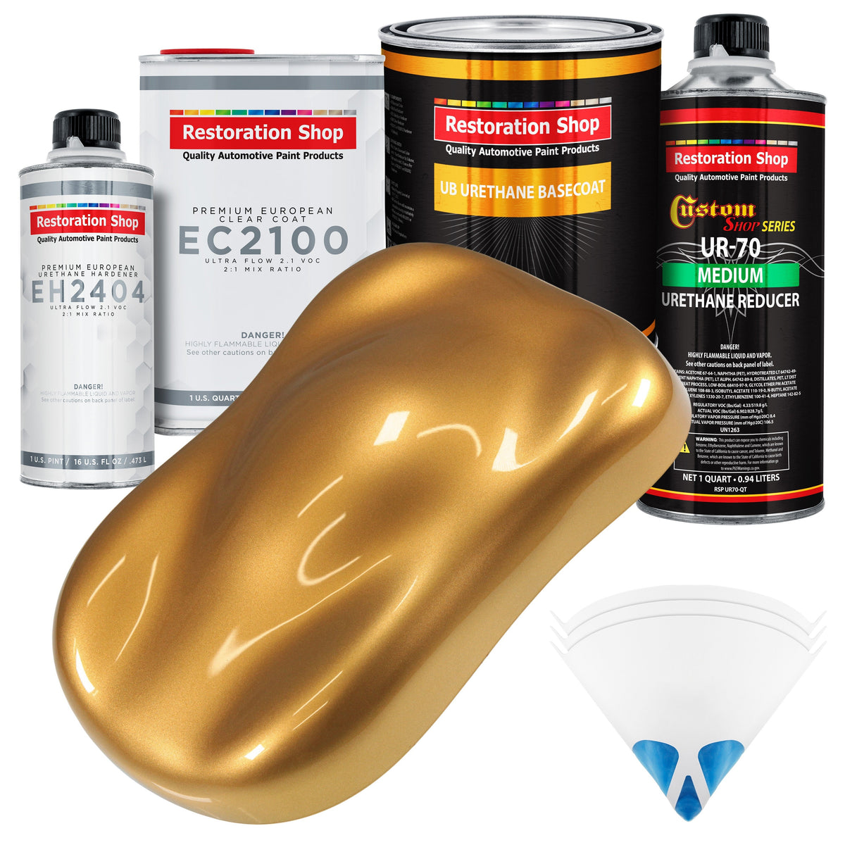 Autumn Gold Metallic Urethane Basecoat with European Clearcoat Auto Paint - Complete Quart Paint Color Kit - Automotive Refinish Coating
