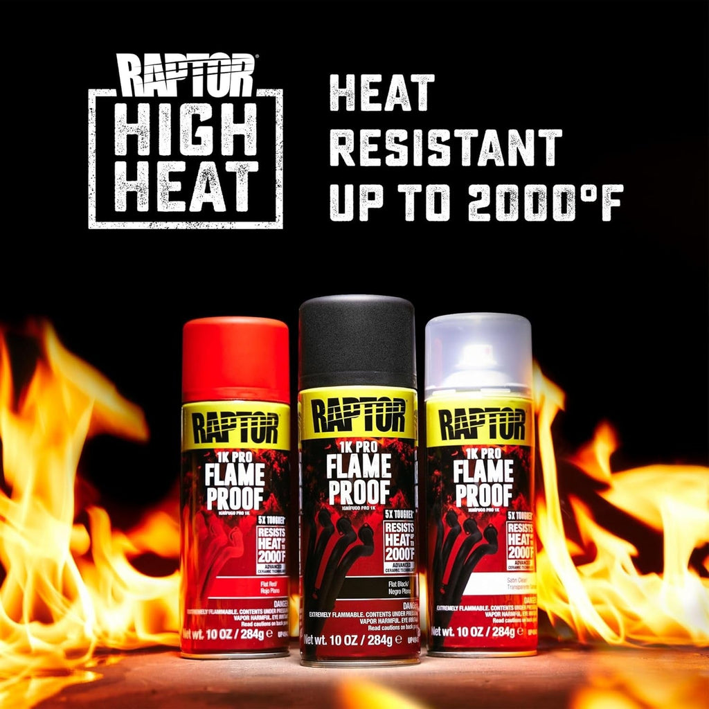 Flameproof Automotive Body Paint, Professional Grade, Extra Tough Protective Spray Paint For High Heat, Flat Black