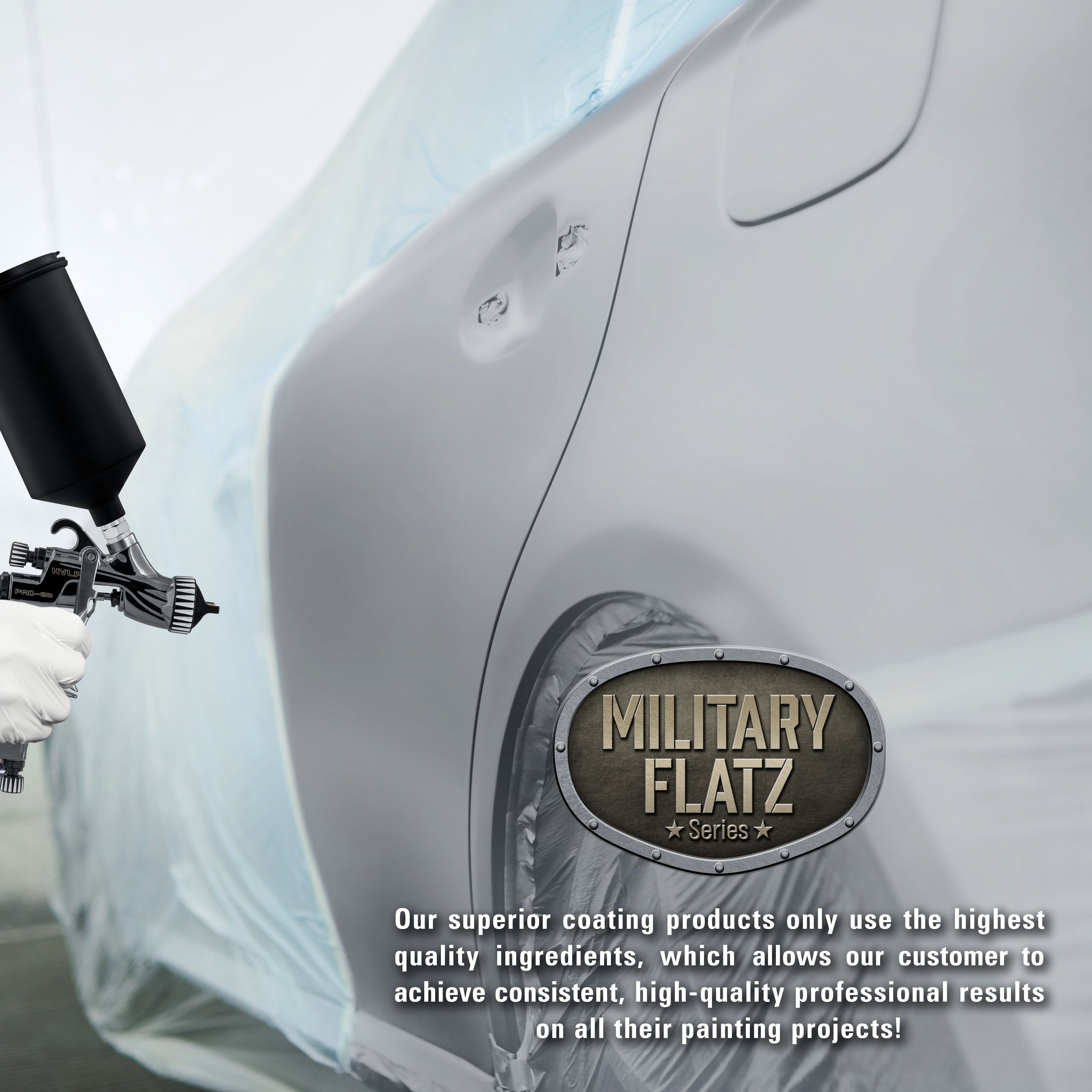 Military Flatz 595-36300 Aircraft Gray - 2K Urethane Flat Automotive Paint - Gallon