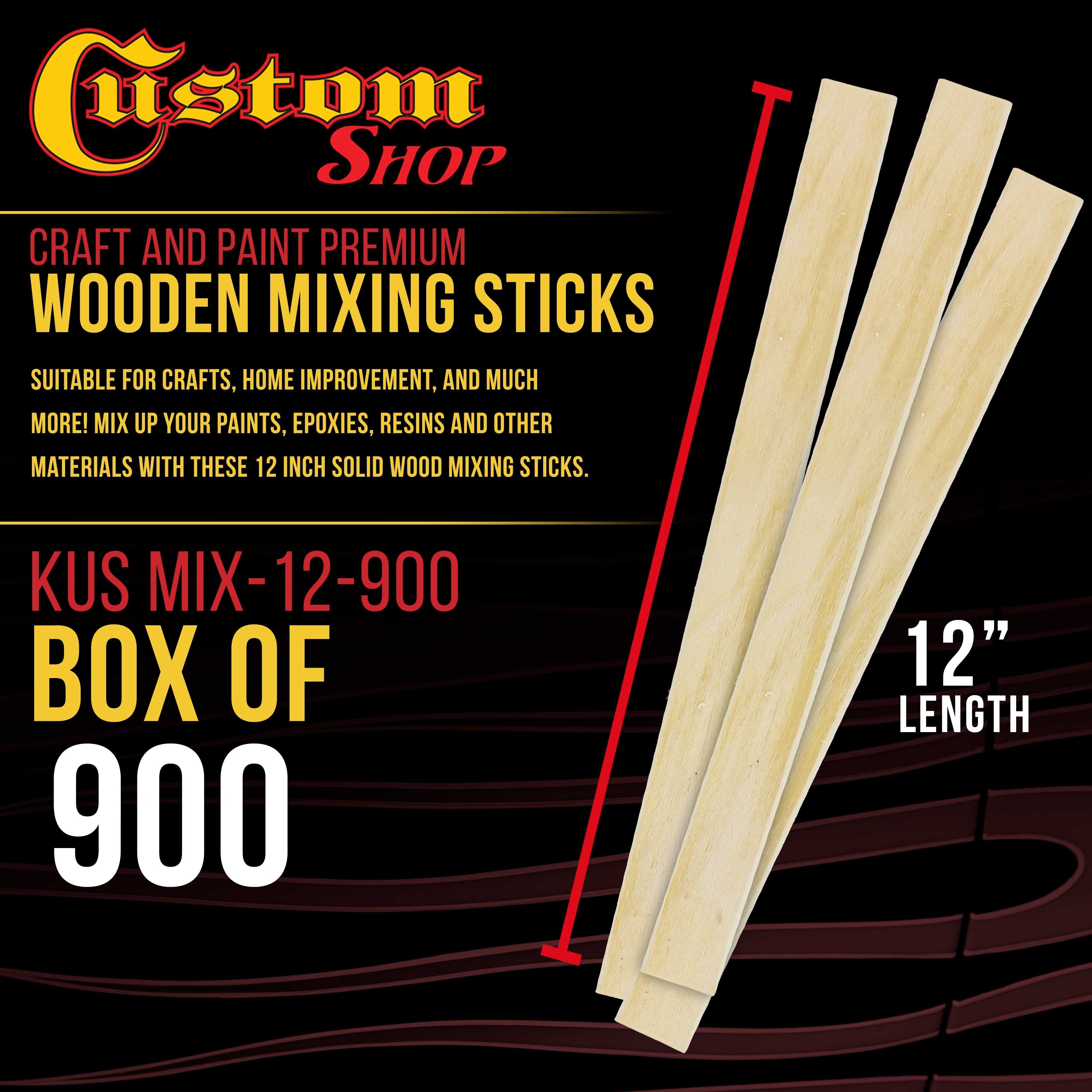 Craft and Paint Sticks - (Pack of 900 Sticks) 12" Inch Premium Grade Wood Stirrers/Paddles - Use for Wood Crafts -to Mix Epoxy Resin or Paint -Garden