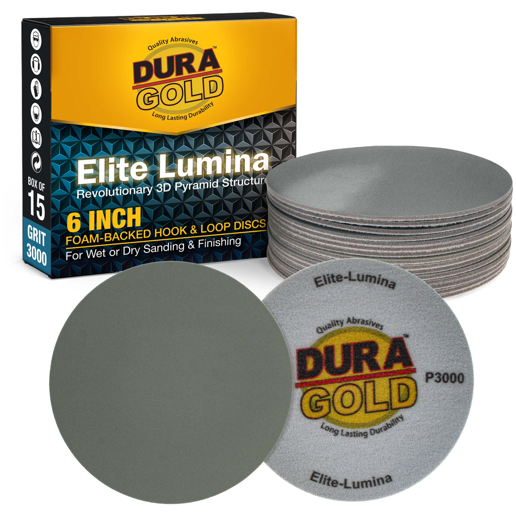Elite Lumina 6” 3000 Grit Foam Finishing Sanding Discs, Box of 15