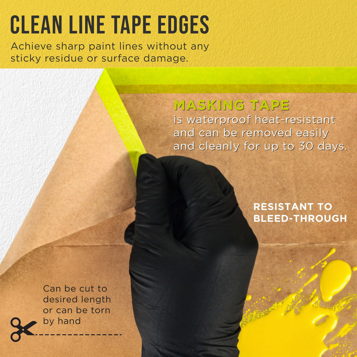 Pre-Taped Masking Paper for Painting (18" x 50', 2 Rolls) - Tape and Drape Painters Paper, Protective Covering, Overspray Barrier