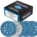 Premium 400 Grit 5" Rhombus Diamond Shape Blue Sanding Discs, 8-Hole, Box of 50 - Hook & Loop Anti-Clogging J-Cloth Dustless Sandpaper for Random Orbital Sanders