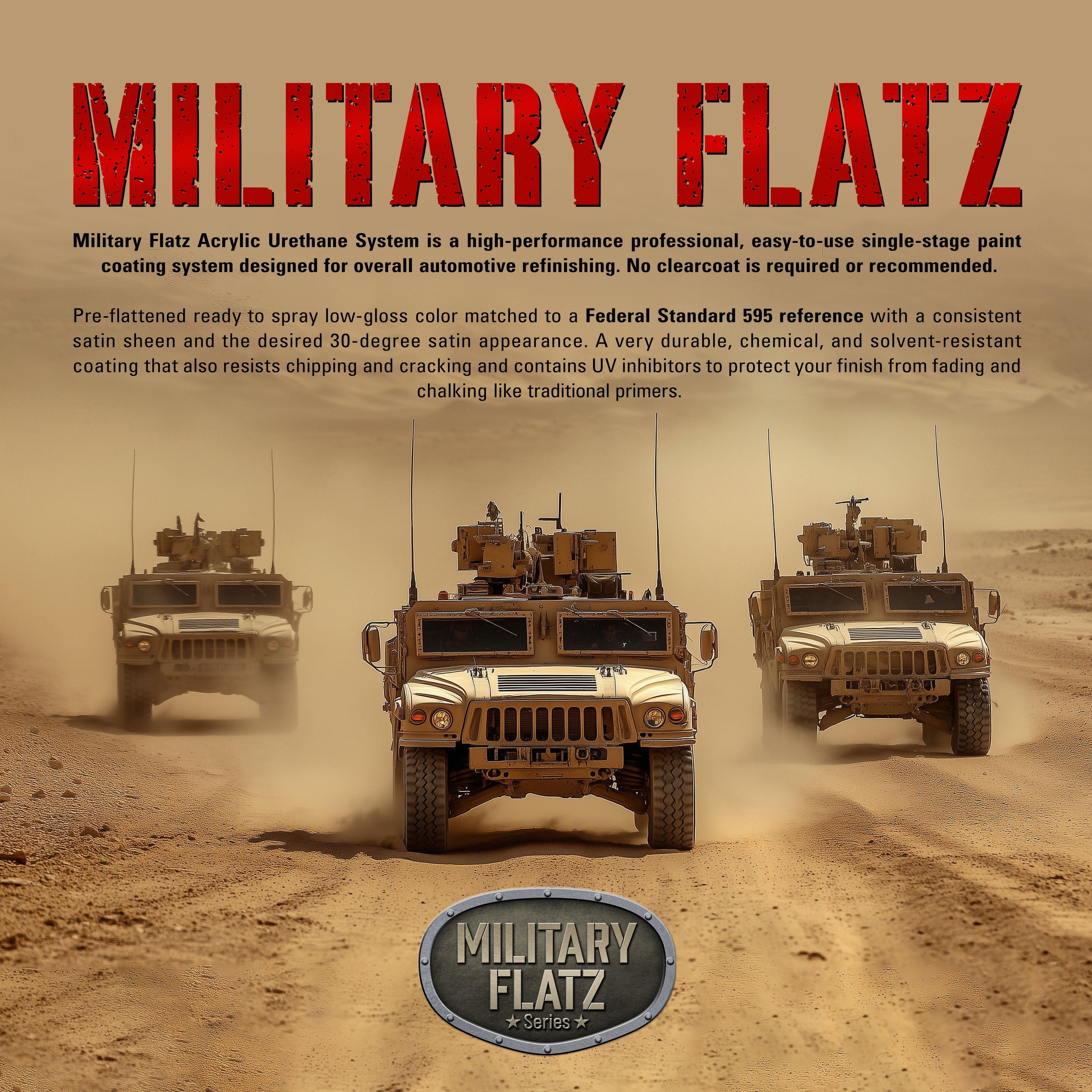 Military Flatz 595-30215 Light Brown - 2K Urethane Flat Automotive Paint - Gallon Kit