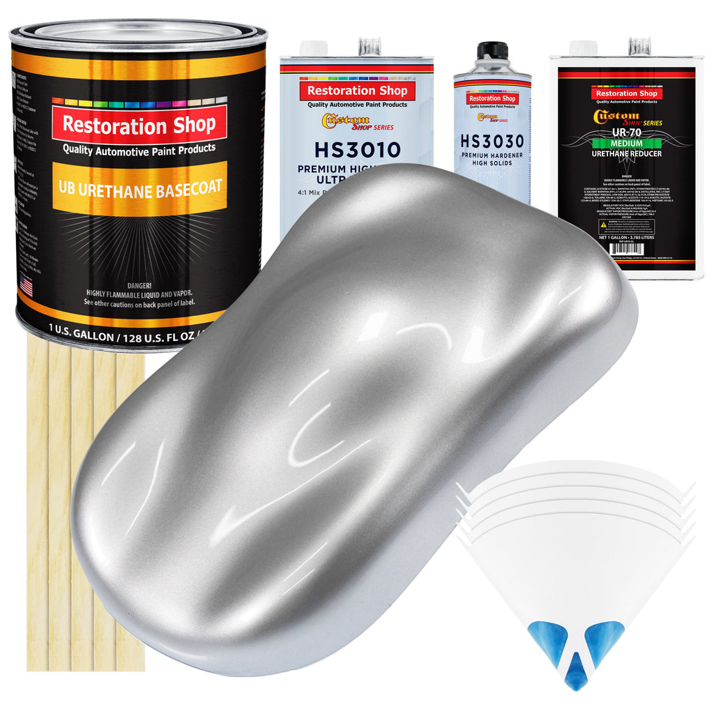 Iridium Silver Metallic - Urethane Basecoat with Premium Clearcoat Auto Paint (Complete Medium Gallon Paint Kit) Professional Gloss Automotive Coating